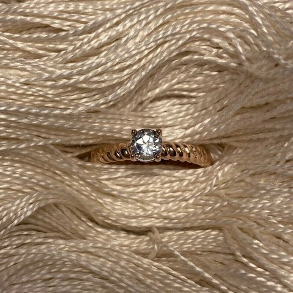 NWT Made in Italy Bronzallure Blue Topaz 18k Rose Gold Plated Ring Size US 7 - Picture 1 of 6